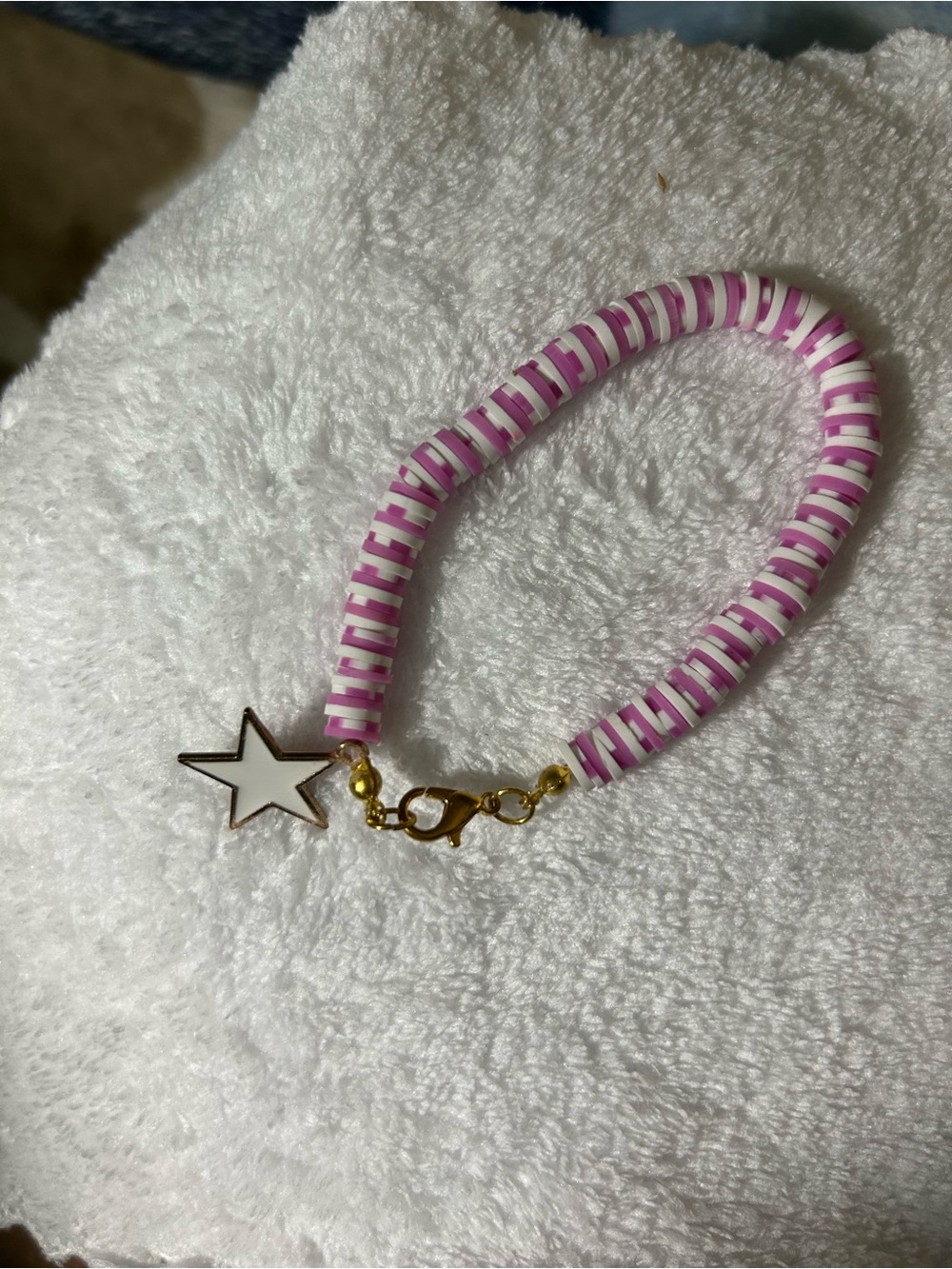 Kids Pink and White Star Charm Bracelet